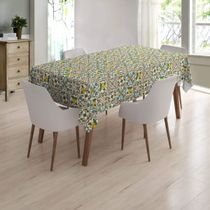 PVC Tablecloth Spanish Tile Lemon/Green
