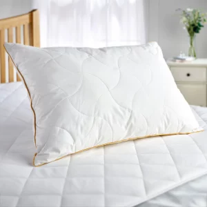 Luxury Quilted Wool Pillow with 100% Cotton Cover 600g Hollowfibre Fill