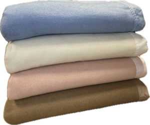 Traditional 100% Acrylic Solid Weave Blanket With Ribbon Trim