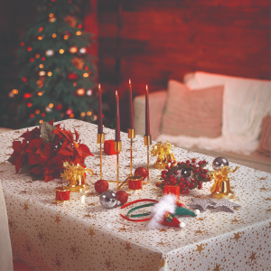 Christmas Gold Stars Festive Wipe Clean PVC Tablecloth